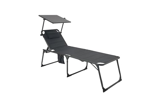 Technaxx Tx-275, Lettino Da Sole Pieghevole Con Parasole Solare Da 20W - Schienale Regolabile, Portata Di 120 Kg, Ip54, Porte Usb-A E Usb-C - Lettino