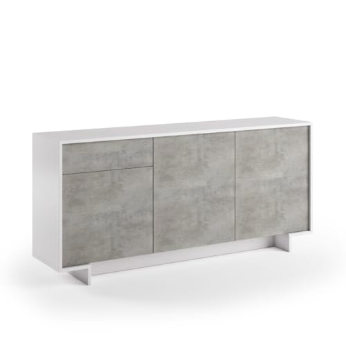Trentiner Online Food Store Madia Con 1 Cassetto E 3 Ante Color Bianco E Cemento 78X170X42 Cm