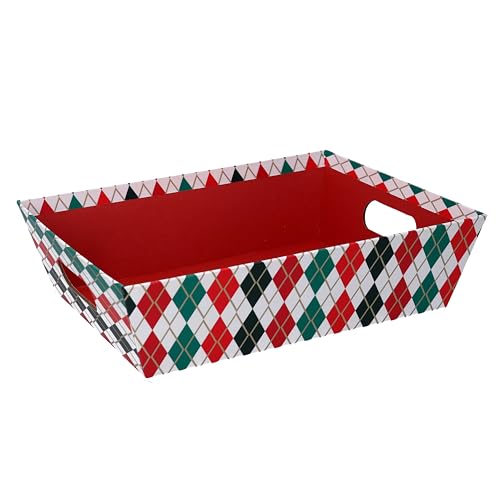 Peraga Garden Cesta In Cartone Rombi Rosso E Verde Rettangolare 31X22H9Cm