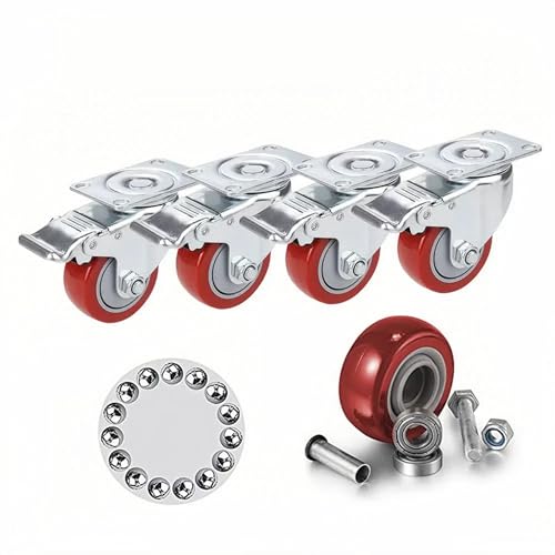 Ruote Girevoli Da 75 Mm, Con Freno, 4 Pezzi, Carico Massimo 400 Kg, Doppio Bloccaggio, Ruote Di Carico A 360 Gradi, Per Sedie Da Ufficio E Mobili Da G