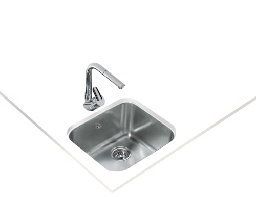 Be 45.40 In 995+Jbn Kit Fregadero Inox Be Cubeta, 200Mm, Mueble 60, Sifón, Dispensador, Grifo Cromo Caño Alto Giratorio