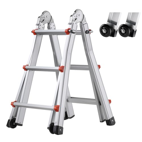Vevor Scala Telescopica Con Telaio Ad A 3350 Mm Scala Estensibile Compatta In Alluminio, Scala Pieghevole Portatile Multifunzione Per Camper, Scala Te