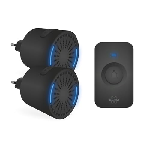 Elro Db2000 Con 2 Ricevitori Plug-In Compatti-Portata 200 Metri-Impermeabile Ip65-64 Melodie-Nero