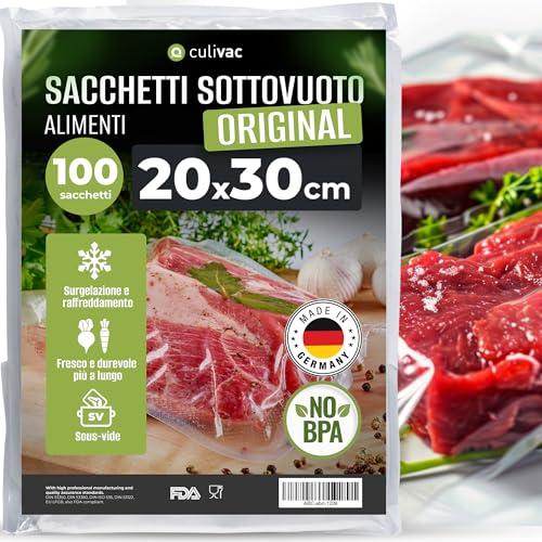 Culivac 100 Sacchetti Goffrati 20 X 30 Cm Original (B20030S) Conservazione Sottovuoto - Per Macchine Ad Estrazione Esterna