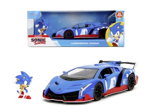 Jada - Sonic Lamborghini 1:24, 253255082, +8 Anni, In Metallo Pressofuso, Con Personaggio Di Sonic Incluso