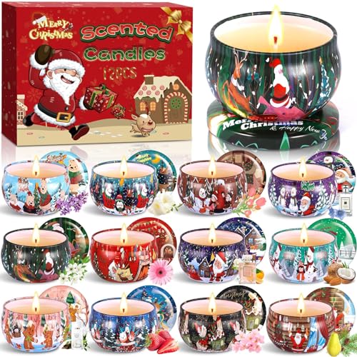 Zqejefd Candele Profumate Di 12 Pezzi In Latta Decorativa,Candele Profumate Set Regalo,Candele Profumate Regalo,Set Candeled,Set Regalo Di Candele Pro