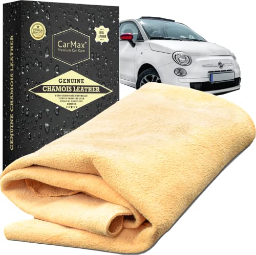 Carmax Premium - Pelle Di Daino Per Auto Professionale - Pulizia Vetri, Scamosciata Naturale (Medium)