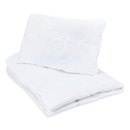 Totsy Baby Piumino Lettino Neonato E Cuscino Con Motivo Orso 100X135 Cm + 40X60 Cm - Trapunta Da Culla Piumone Carrozzina Neonato Trapunte Lettino Per