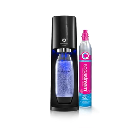 Sodastream E-Terra, Gasatore D’Acqua Frizzante Elettrico,1 Bottiglia Pet, Incluso Cilindro Contente Co2, 1 Litro E 1 Alimentatore