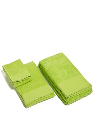 Happidea Voglia Di Colore Set 1+1 (Asciugamano + Ospite) Verde, 100% Cotone, 38X23X5 Kg 0,5, 2