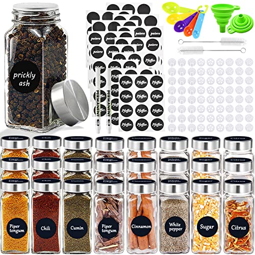 Jotol Barattoli Spezie,24Pcs Barattoli Portaspezie,Contenitori Spezie Per Cucina,Trasparente Vasetti Spezie,Contenitori Spezie Per Cucina Con Etichett