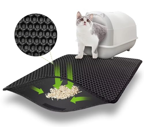 Tappetino Lettiera Gatto, 75 X 55 Cm Tappeto Lettiera Gatto Impermeabile Doppio Strato Tappetino Per Lettiera Gatto, Grandi Fori Tappetino Gatto Letti