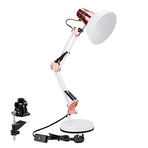Powerking Lampada Da Scrivania, Lampada Da Lavoro Per Architetto Orientabile Con Braccio Flessibile Con Morsetto ， Lampada Da Scrivania Classica Per L
