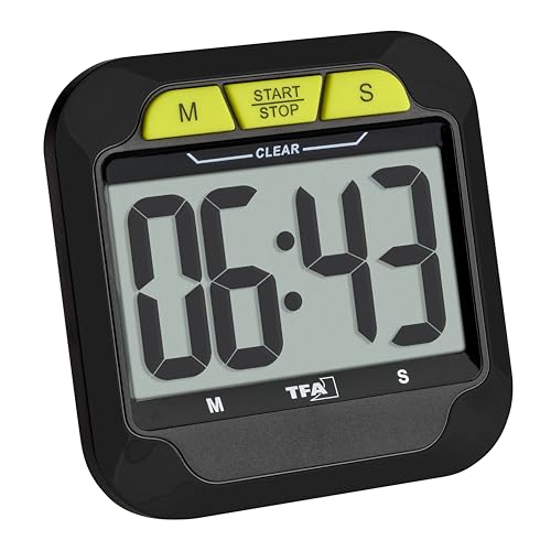 Tfa Dostmann Timer Digitale Con Cronometro, 38.2054.01, Allarme (Normale/Rumoroso), Sveglia A Breve Termine, Magnetico, Portatile, Adatto Per Cucina/E