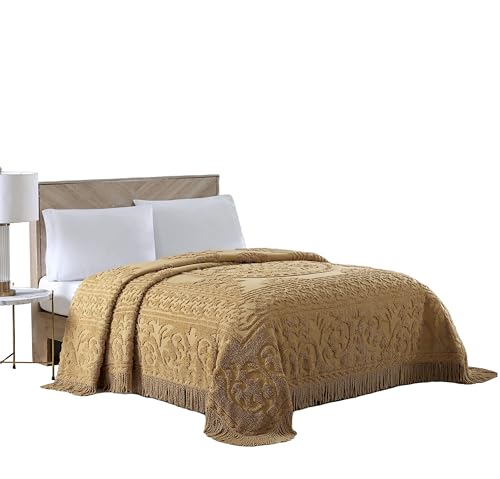 Beatrice Home Fashions Copriletto In Ciniglia A Medaglione, King Size, Oro