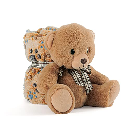 Perletti Coperta Neonato Con Peluche Orso Animale Morbida E Calda - Mussola Bimbo Bimba 0 1 2 3 Anni Con Pupazzo - Plaid Invernale Bambini Bambine Mar