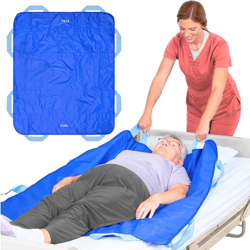 Eyra Foglio Di Trasferimento Per Pazienti, 122 X 102 Cm Scheda Di Trasferimento Per Anziani, Foglio Scorrevole Con Otto Manici, Cinghia Di Trasferimen