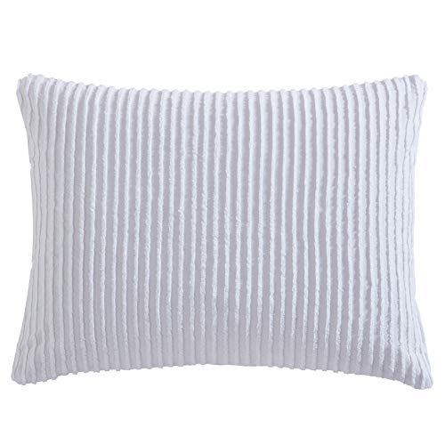 Beatrice Home Fashions Channel Copriletto In Ciniglia, Bianco, Standard Sham