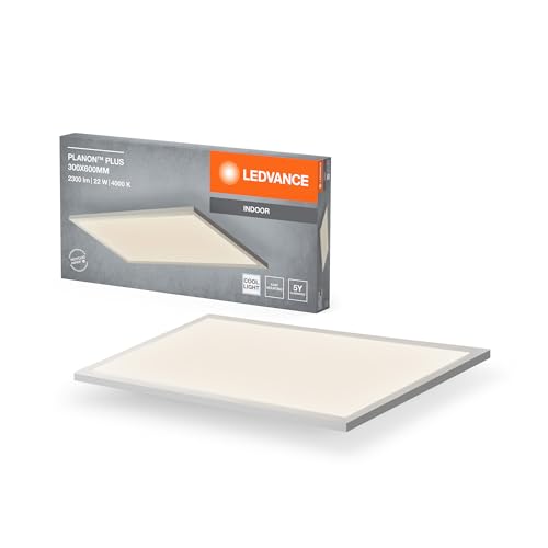 Ledvance Planon Plus Plafoniera Bianca Con Tecnologia Led Avanzata, 22 W, Forma Rettangolare (300 X 600 Mm), 4000 K, Alloggiamento In Alluminio, Diffu