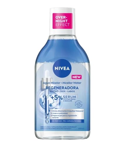 Nivea Acqua Micellare Rigenerante (400 Ml), Gel Detergente Viso Con 5% Siero E Ammino, Acido Complex, Tonico Viso Per Viso, Occhi E Labbra, Olio Struc