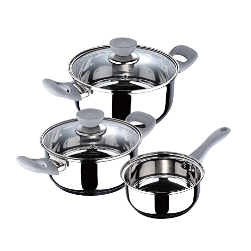 San Ignacio Alexia | Batteria Da Cucina Di 5 Pezzi | Include 2 Pentole Da 2,8L E 2L Con 2 Coperchi E 1 Pentolino Di 1, 4L | Acciaio Inox | Molto Resis
