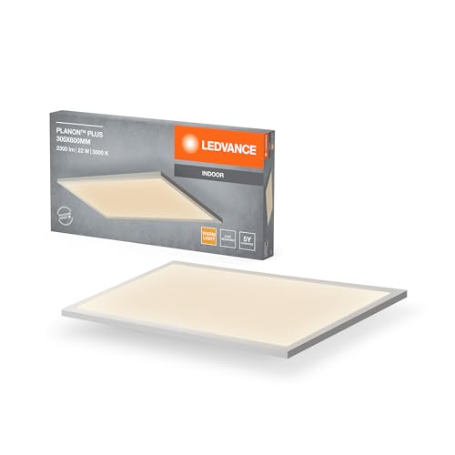 Ledvance Planon Plus Plafoniera In Bianco Con Tecnologia Led Avanzata, 22 W, Forma Rettangolare (300 X 600 Mm), Colore Della Luce Bianco Caldo A 3000 