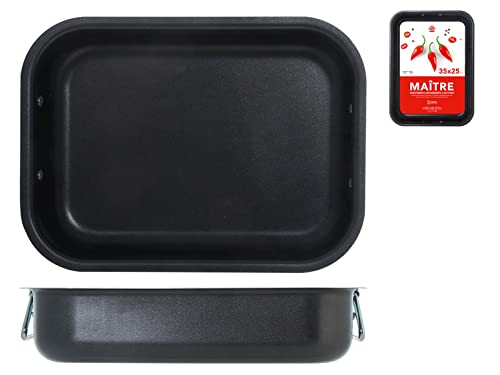 Home Maitre Rosticciera, Rivestimento Antiaderente, 35X25 Cm, Alluminio, Nero, 37X27X7 Cm