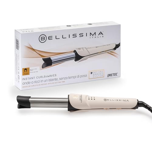 Bellissima Imetec Instant Curls & Waves, Ferro Arricciacapelli Per Onde, Thermo Control, Diametro 25 Mm, Temperatura Regolabile 170°C - 210°C, Riscald