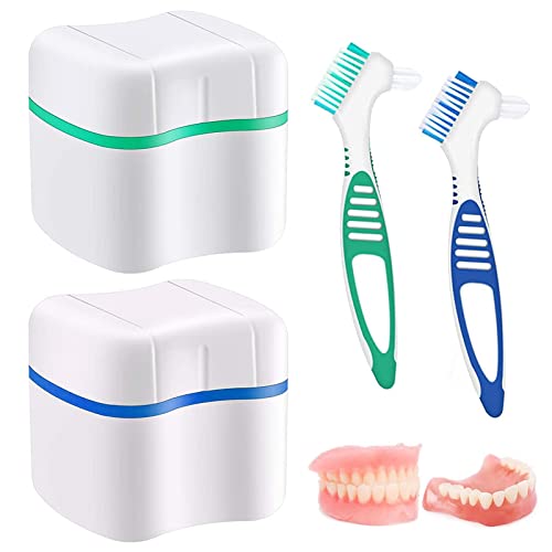 Guador 2 Scatola Per Protesi Spazzola Per La Pulizia Della Dentiera Scatola Per La Dentiera Spazzola Per La Pulizia Della Dentiera Spazzolino Per Dent