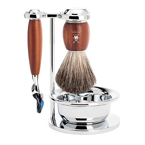 Set Afeitado Mühle Brocha Afeitar Tejón, Maquinilla Fusion, Soporte & Bol Serie Vivo