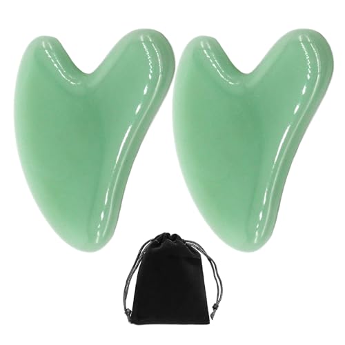 2Pcs Jade Gua Sha, Jade Gua Sha, Strumenti Per Massaggio Del Viso, Strumenti Per Il Massaggio Del Corpo Per Il Rilassamento Muscolare E Alleviare La T