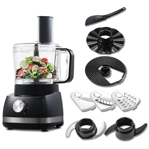 Topstrong Robot Da Cucina, 800W Robot Da Cucina Multifunzione, 2L Food Processor, 3 Velocità Impostazione, Con 3 Dischi Per Il Taglio A Fette, Tritatu
