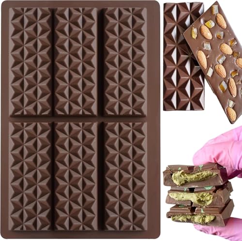 Stampo Per Cioccolato In Silicone, 25.5X17Cm Stampo Per Barretta Di Cioccolato Per 6 Tavolette Di Cioccolato Fai Da Te, Per Cioccolatini Fatti In Casa