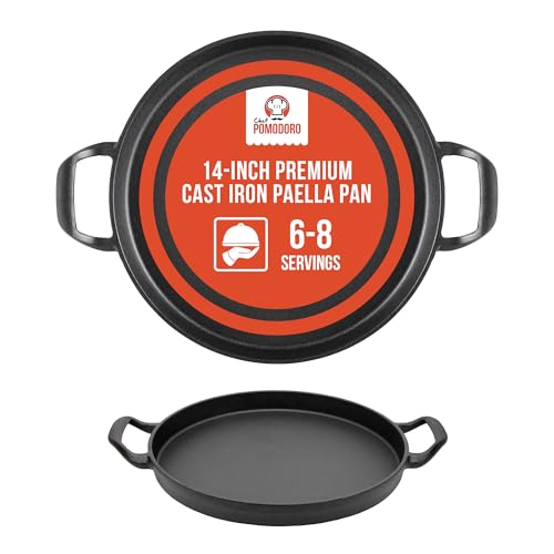 Chef Pomodoro Paellera Da 36 Cm, Padella Per Paella In Ghisa, Padella Antiaderente Con Fondo Alto, Compatibile Con Forno E Fornelli A Gas, Ideale Per