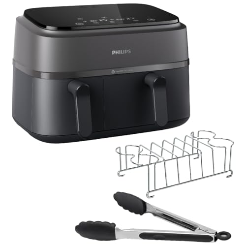 Philips Airfryer Serie 3000 Con Doppio Cestello, 9L, Friggitrice Ad Aria Con 2 Cestelli, Kit Per La Colazione, Tecnologia Rapid Air, Versatile E Capie