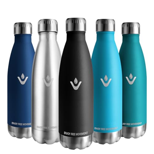 Vikaster Borracce Termiche, 500Ml Borraccia, Borraccia Acciaio Inox Mantiene Caldo Per 12 Ore/Freddo 24 Ore, Borracce Senza Perdite, Borraccia Adatto 