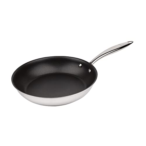 Masterpro - Padella Argent 3 Da 24 X 5 Cm, Antiaderente In Acciaio Inox Con Manico Lungo Di Funzionamento, Finitura Lucida