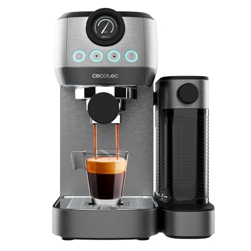 Cecotec Macchina Da Caffè Semiautomatica Power Espresso 20 Steel Pro Latte. 1350 W, Thermoblock, Forcearoma Da 20 Bar, Serbatoio Full-Milk, Instant Ca