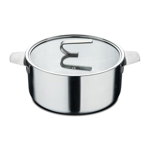 Masterpro Sigma - Casseruola Grande Con Coperchio 9,2L 28X15 Cm In Acciaio Inox - Multistrato - Manico Resistente - Indicatore Interno - Adatta A Vari