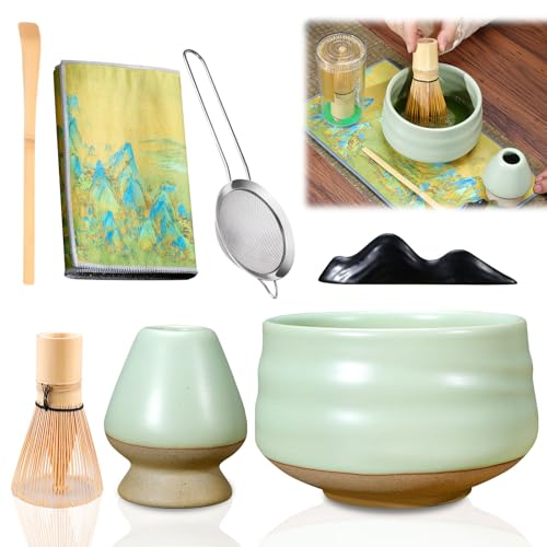 Set Di 7 Matcha Kit, Matcha Frusta, Ciotola Matcha Set Di Frusta Per Matcha, Con Matcha Bowl, Frusta Matcha, Supporto Matcha Whisk, Cucchiaini, Colino