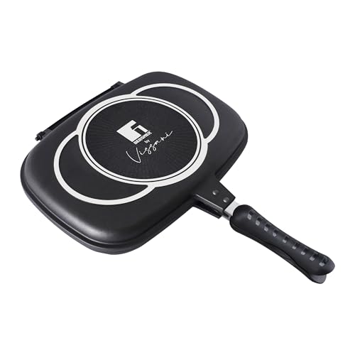 Bergner By Vissani Padella Doppio Grill Effetto Fornetto 32X24X7,2Cm, Corpi Separabili In Alluminio Pressofuso Con Rivestimento Antiaderente Effetto P