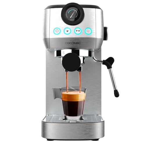 Cecotec Macchina Da Caffè Espresso Power Espresso 20 Steel Pro. 1350 W, 20 Bar, Sistema Thermoblock, Vaporizzatore Orientabile, Braccio Portafiltri Co