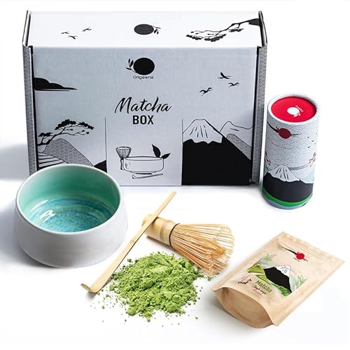 Origeens Matcha Kit Con Frusta Matcha, Tazza Matcha In Ceramica, Tè Matcha Bio Giapponese | Tazza Matcha Artigianale Del Portogallo | The Matcha Kit