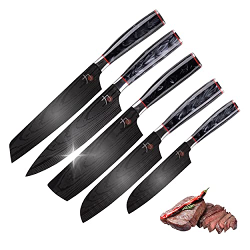 Masterpro Tetsu | Cuchillos De Cocina | Set Completo De 5 Cuchillos Japoneses | Perfecto Para Cortar Todo Tipo De Alimentos | Cocina Profesional | Ref