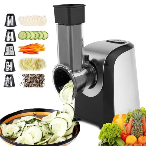 Meykey Taglia Verdure Elettrico 150W Tritatutto Da Cucina, Tritatutto Multifunzione 5 In 1 Tritatutto Per Verdura, Argento