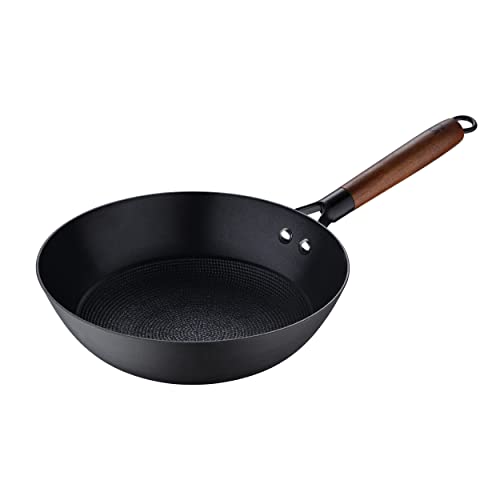 Masterpro Odín, Padella Wok Con Rivestimento Antiaderente, 24 X 44 X 7,5 Cm, In Ferro Pressato, Manico Ergonomico In Legno Di Acacia, Utensili Da Cuci