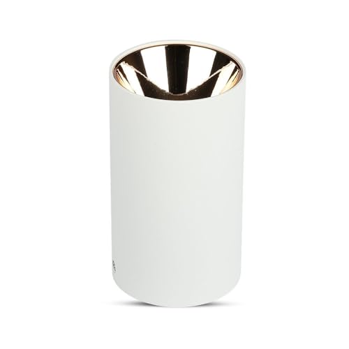 Portafaretto Led Montaggio A Plafone Rotondo Gu10 Corpo Bianco Riflettore Oro Rosa
