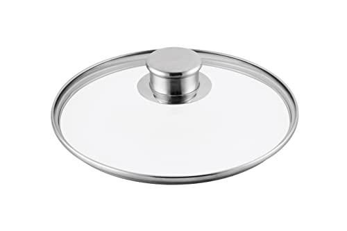 Gastrosus 163930-24 - Coperchio In Vetro Industar, 24 Cm, Con Bordo In Acciaio Inox, Coperchio Universale Da 24 Cm