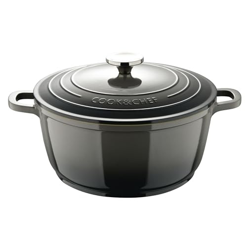 Bergner Excalibur Grigio - Canco Con Coperchio Da 20 Cm - Alluminio Fuso Prodotto - Rivestimento In Crema Interno - Grigio Esterno - Punto Di Induzion