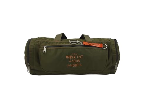 Avirex Borsone Da Viaggio Con Tracolla, In Nylon Impermeabile, Borsa Da Palestra Con Portachiave Rimovibile, Duffle Bag, Collezione Post, Pst05 (Green